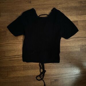 Black open back sweater